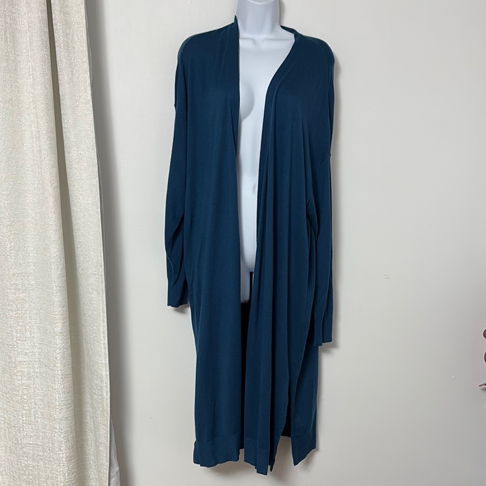 Ann Taylor Teal Open Front Duster Cardigan